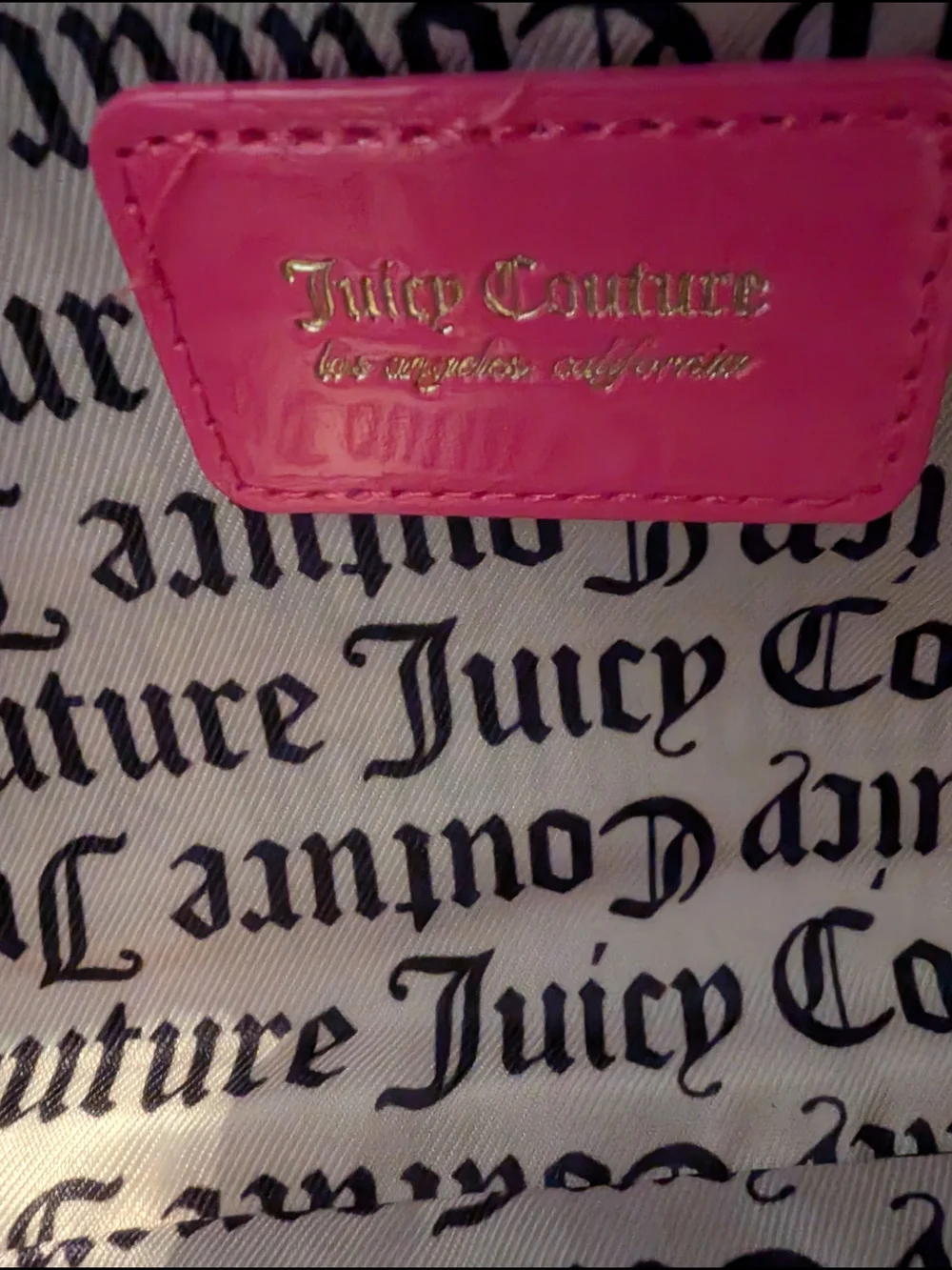 Juicy Couture Hot Pink Shoulder Bag with Heart Chain Detail